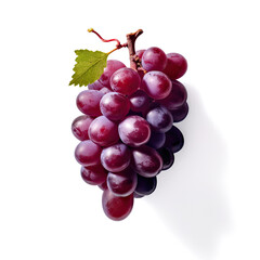 Fototapeta premium Ideal fresh red grapes with leaves, isolated on a white background, generative AI