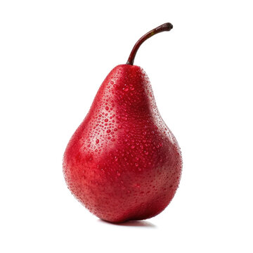 Ideal fresh red pear, isolated on a white background, generative AI