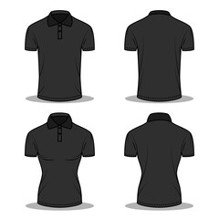 Naklejka premium T-Shirt Outline POLO Black Template Mockup