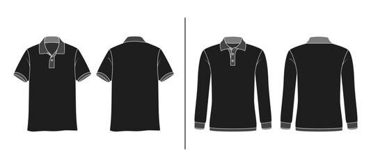 T Shirt Outline Polo Black Template Mock Up