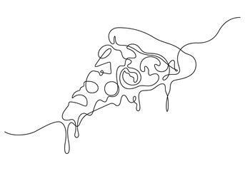 sliced pizza in continuous line drawing thin linear © gthd