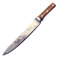 Sharp steel blade, metallic handle cutting danger