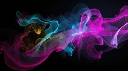 Colorful Neon glowing smokes, a virtual reality world with Neon 3d Abstract Landscape inside Metaverse world with glowing neon light and glow