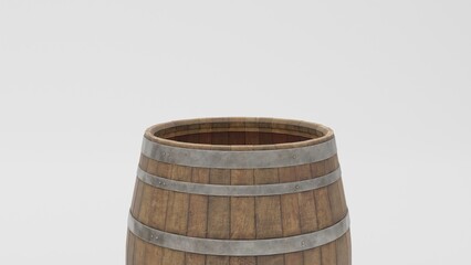 Fototapeta premium wooden wine barrel close up on white background isolated.
