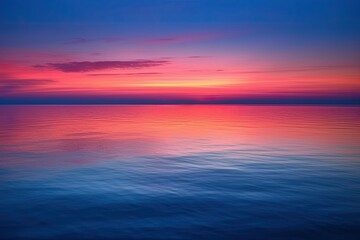 Naklejka na ściany i meble stunning ocean sunset with a vibrant pink and blue sky Generative AI