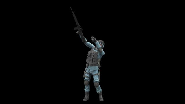 SWAT police officer dance - 3d render looped with alpha channel.