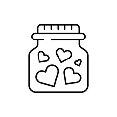 Hearts jar line icon design. isolated on white background. vector illustration