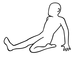 太もものストレッチをする人、人型