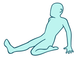 太もものストレッチをする人、シルエット