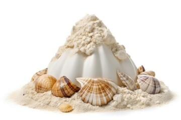 Obraz na płótnie Canvas mound of seashells on a sandy beach Generative AI