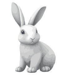 Fluffy baby rabbit sitting