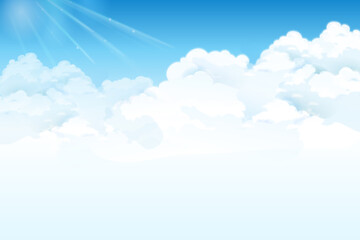 Bright summer sunshine Blue sky clouds background.