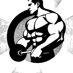 bodybuilder vector design black and white