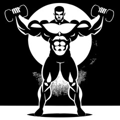 bodybuilder vector design black and white