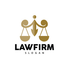 Justice Logo, Retro Vintage Theme Design, Law Vector, Law Firm, Scales Illustration Symbol Icon