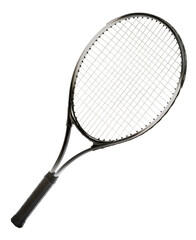 Tennis racket isolated on white background, Tennis racket sports equipment on white PNG file. - obrazy, fototapety, plakaty