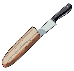 Sharp metal blade wooden handle cutting meat