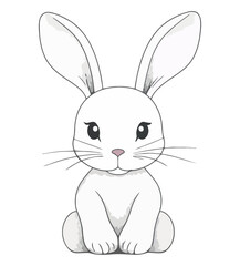 Cute cartoon baby rabbit sitting with animal ear