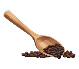 Obraz premium Freshly brewed coffee in wooden spoon scoop