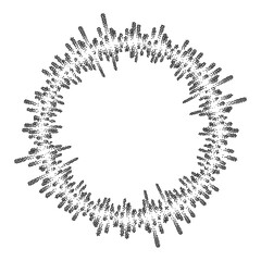 Sound wave pattern. Dotted music frequency. Halftone grunge border. Digital circular equalizer. Vector illustration isolated on white background