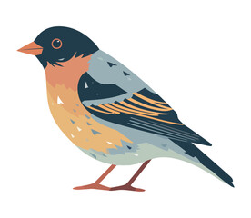 Cute yellow bird perching on winter branch