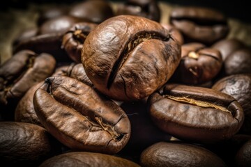 Obraz premium heap of aromatic coffee beans Generative AI