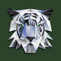 Obraz premium Paper in origami style geometric shape of folded paper template for logo,tiger