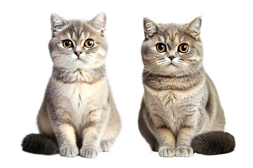 two cats isolated on white background. Generative Ai