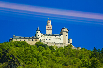 Fototapeta na wymiar Marksburg Castle at Brubach town in Rhineland-Palatinate, Germany.