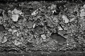 textured black and white wall with visible cracks Generative AI