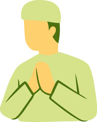 Fototapeta premium Islamic Man with Sorry Gesture Flat Hand Drawn Illustration