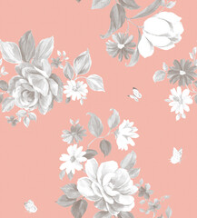 Classic Popular Flower Seamless pattern background.Perfect for wallpaper, fabric design, wrapping paper, surface textures, digital paper.