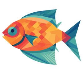 Abstract fish symbol in multi colored vector