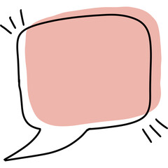 Retro empty comic chat bubbles line art and elements set with pink shadows on transparent background. Vector illustration, vintage design, pop art style. Speech bubble, speech balloon