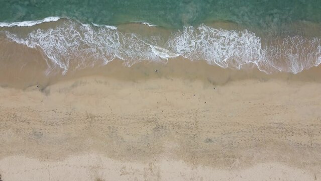 Aerial view of the beach of the city of Viña del Mar, Chile, on a cold and cloudy day