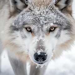 Obraz premium Fox in the snow with yellow eyes