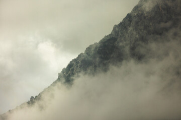 rain clouds over the mountain. Mountain landscape. Turkey.
