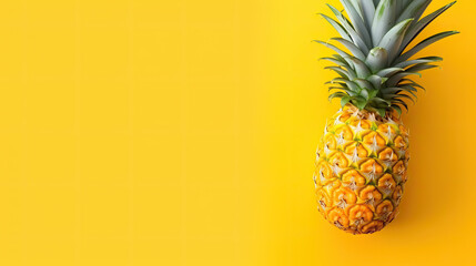 Ripe pineapple mockup and copy space with a yellow background, generative AI