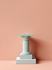 gray concrete column plinth with space for item isolated on peach studio background made with generative ai