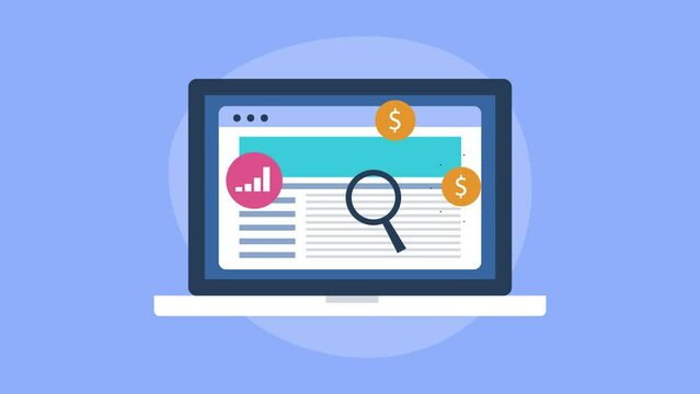 Monetize website with affiliate marketing and pay per click advertising strategy, make money blog concept with SEO, content creator. Video animation clip.