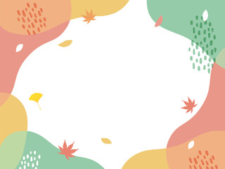 秋をイメージしたおしゃれな曲線フレーム_ベクターイラスト