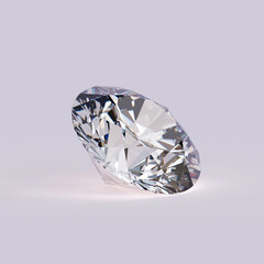 3d rendering of an expensive diamond concept on a white background with studio lights.