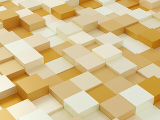 3d rendered abstract bright yellow background with colorful cubes