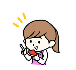 スマートフォンを使用する若い女性のイラスト