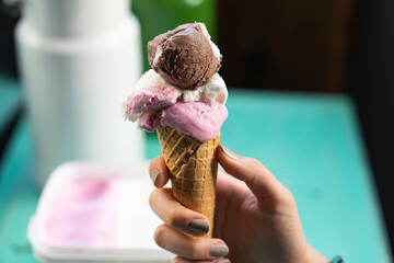 Colorful Ice Creams and Milk Can Concept Photo, Üsküdar Istanbul, Turkey (Turkiye)