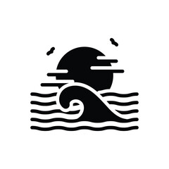 Black solid icon for ocean