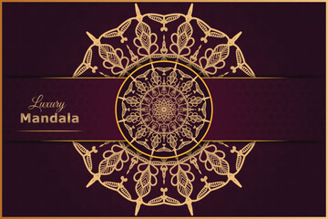 Vector luxury gold and red ornamental mandala background template