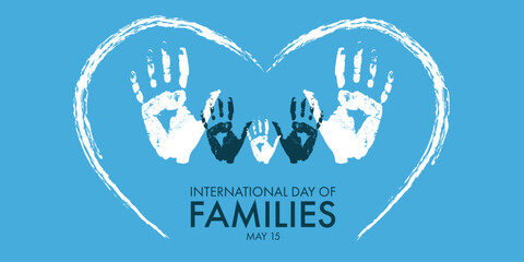 International families day 15 May, handprints are shown of the family members concept vector illustration design