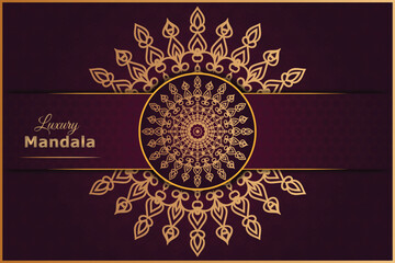 Vector luxury gold and red ornamental mandala background template