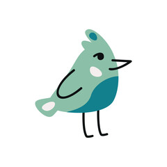 Flat hand drawn vector illustration of bird